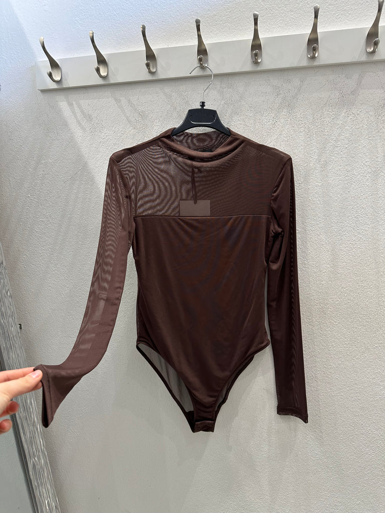 LUMINA•Body lupetto parte velata Moro