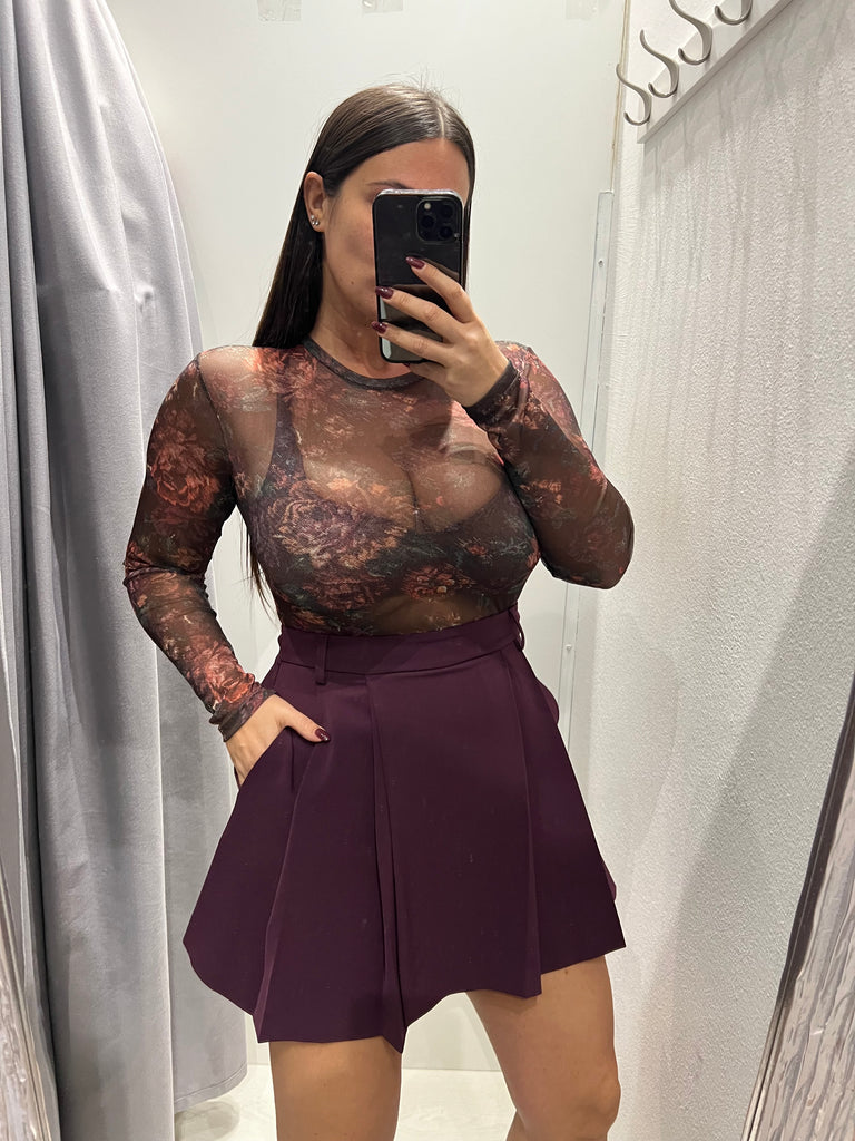 LUMINA•Body stampa floreale base moro