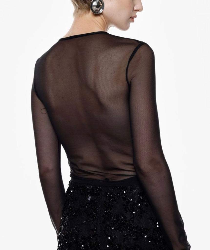 IMPERIAL•Maglia crop tulle e paillettes