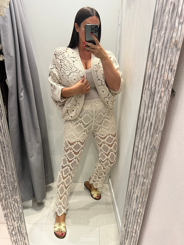 MSS💥HaveOne•Pantalone crochet naturale