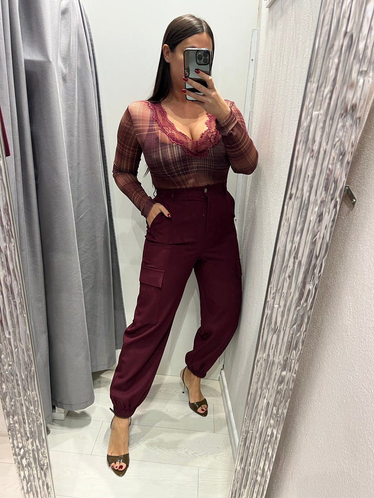 ViCOLO•Pantalone jogger cargo bordeaux