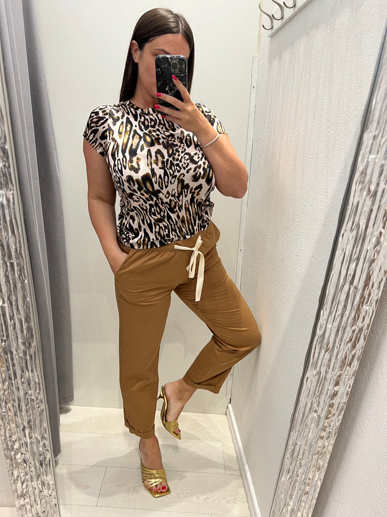 🚨ViCOLO•Pantalone tela leggerissima•Cammello