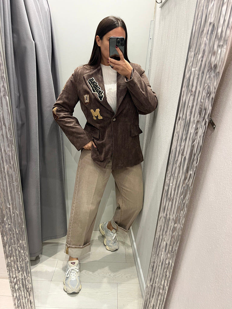 ViCOLO•Giacca velluto moro patch