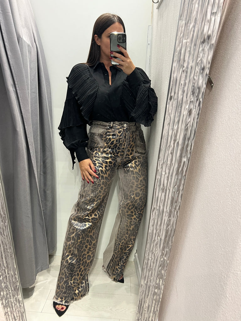 LUMINA•Jeans sabbiato maculato spalmato