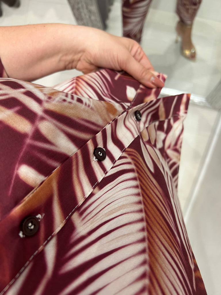 MSS💥ViCOLO•Camicia scatoletta stampa foglie bordeaux