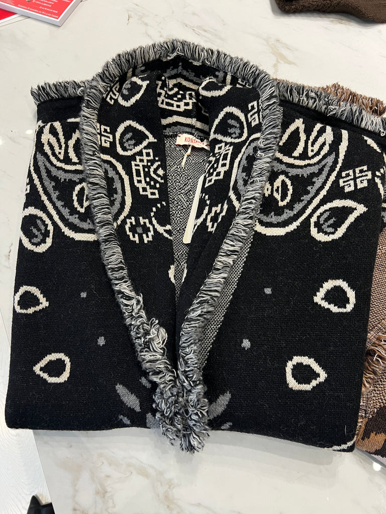 BLK30 KONTATTO•Cardigan smanicato stampa bandana•Più colori