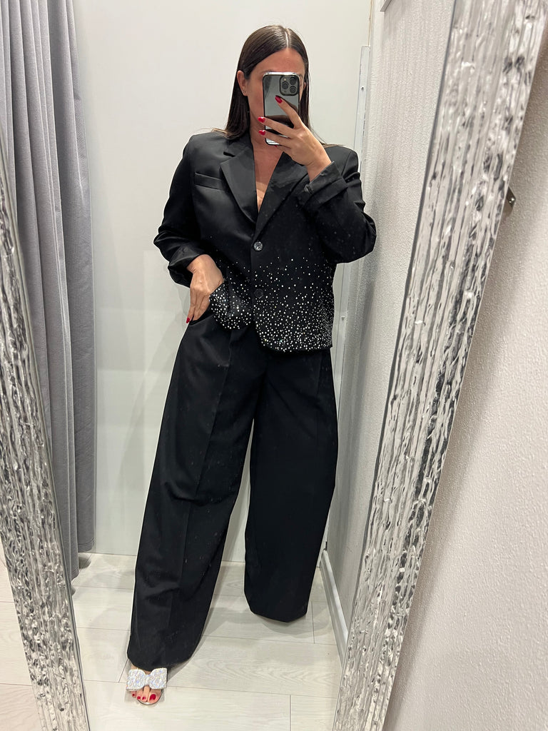 ViCOLO•Pantalone palazzo coulisse nero