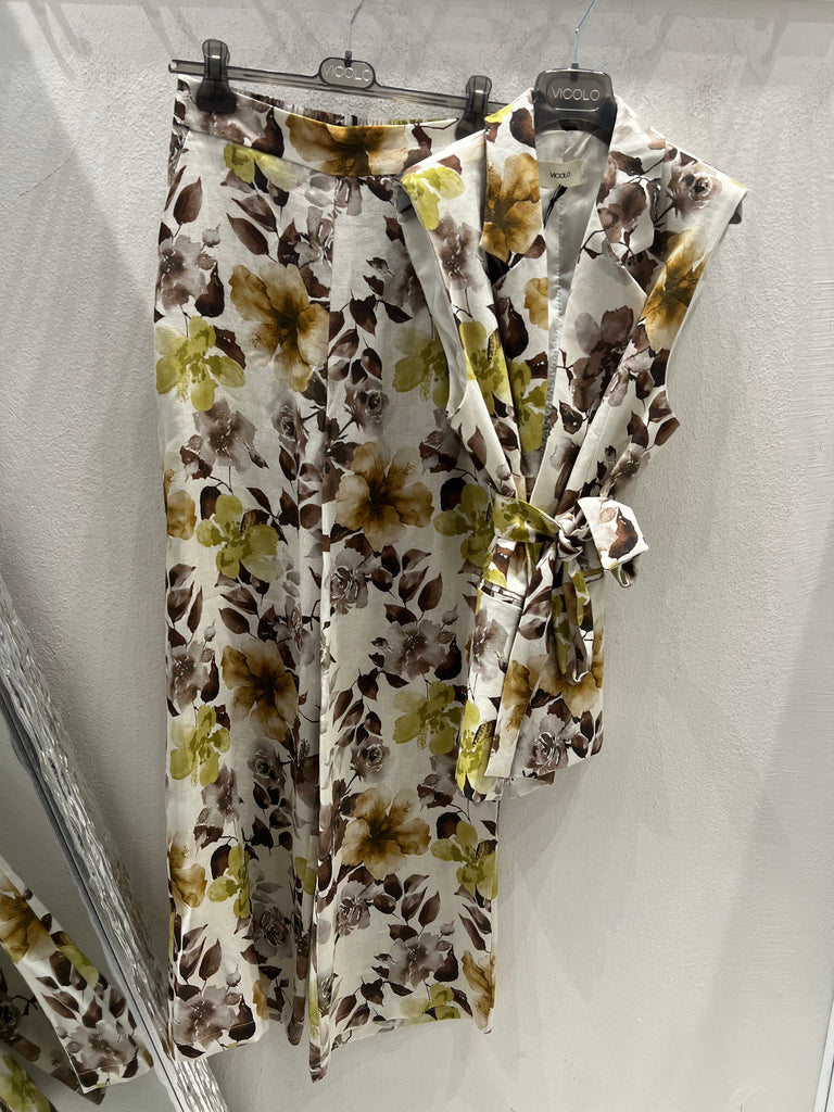 MSS💥ViCOLO•Gilet floreale misto lino con fusciacca