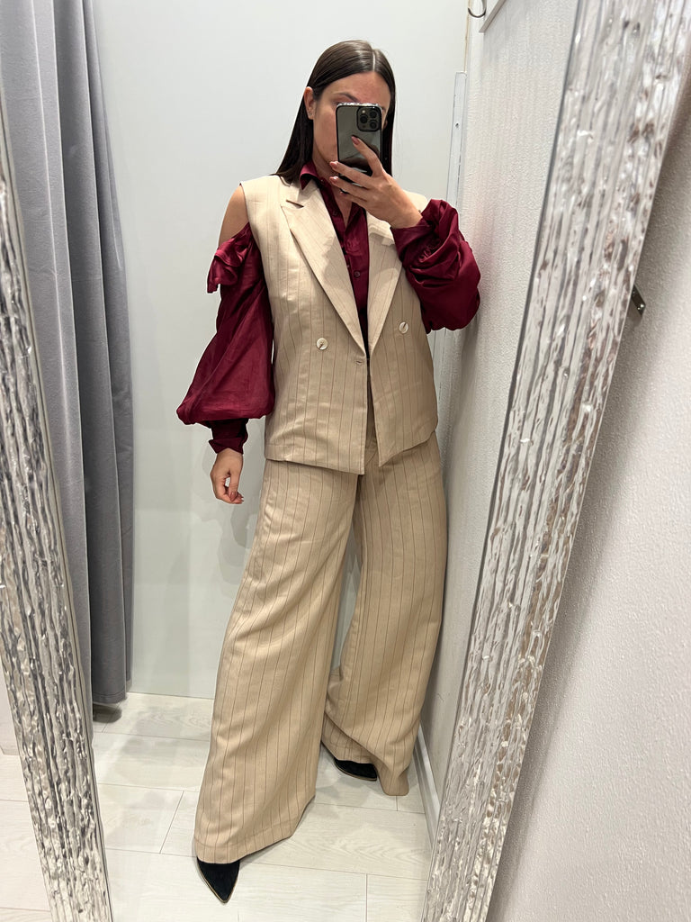 HaveOne•Gilet gessato rosa lurex