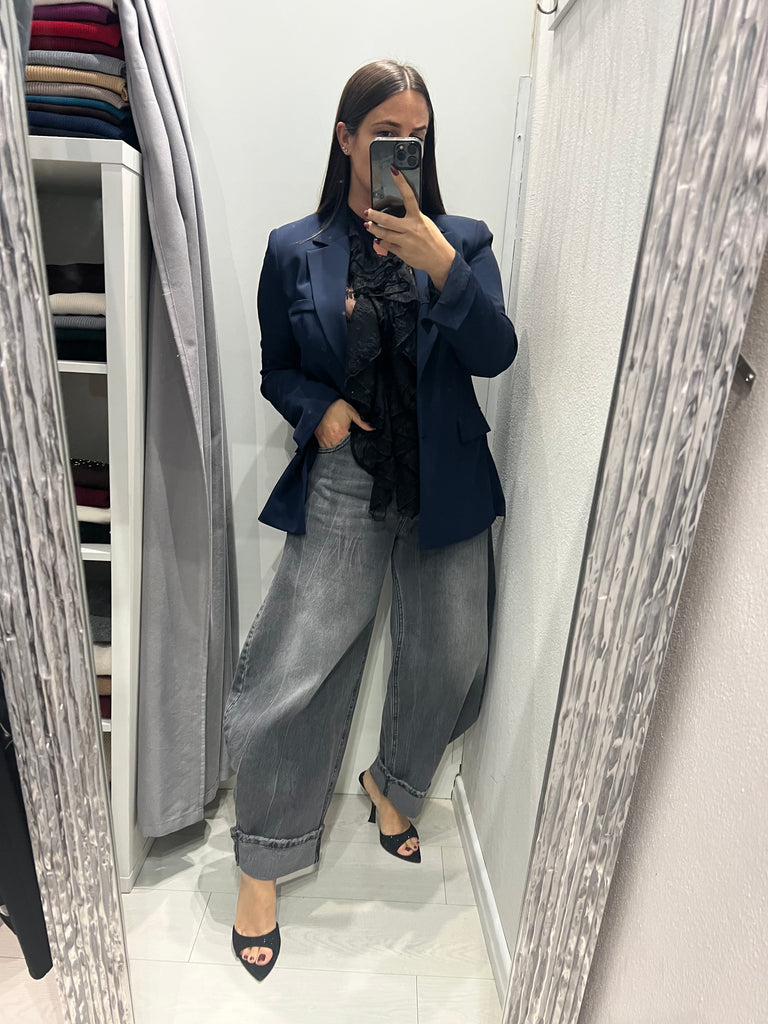 Philia Loft•Jeans baloon nero slavato