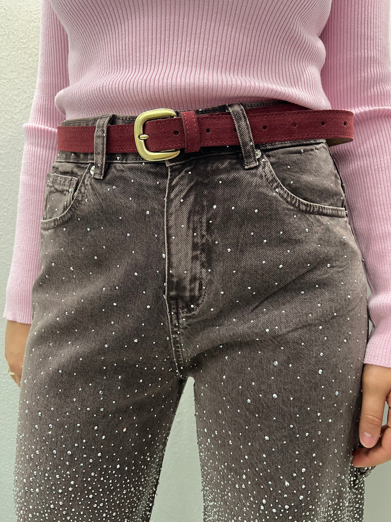 KONTATTO•Jeans worker moro slavato strass