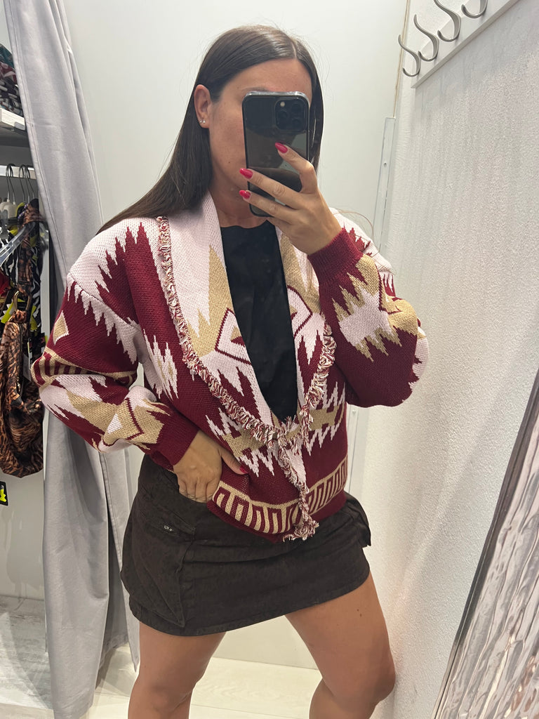 MSS💥HaveOne•Cardigan bordeaux/rosa