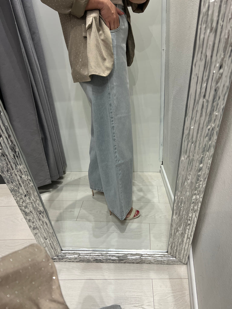 ViCOLO•Jeans palazzo straight grigio Mia