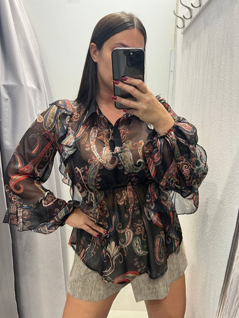 IMPERIAL•Camicia impero stampa cashmere colorata