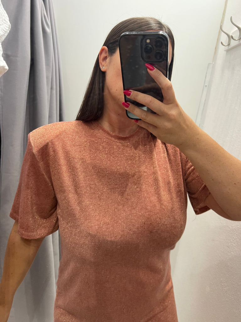 🚨HaveOne•Abitino t-shirt lurex coccio