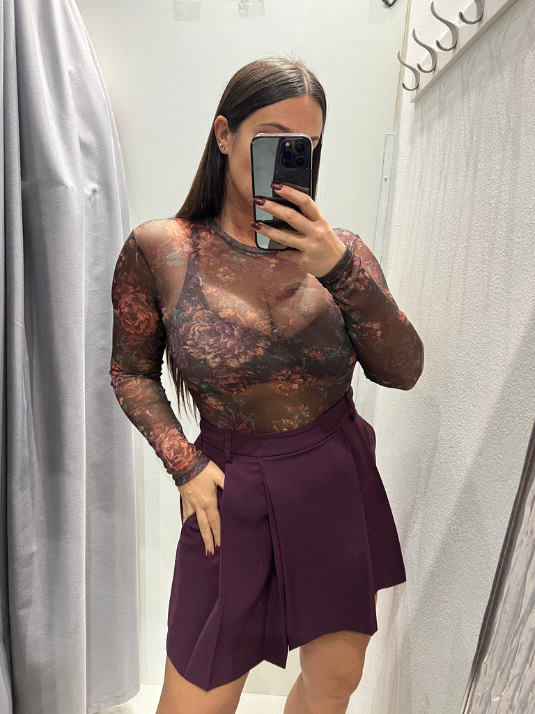 LUMINA•Body stampa floreale base moro