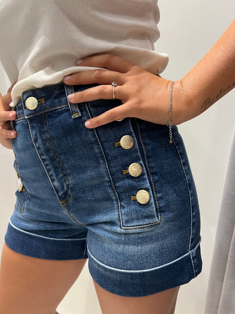 ViCOLO•Shorts in jeans bottoni oro