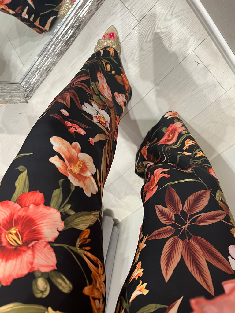 MSS💥ViCOLO•Pantalone palazzo floreale base nera