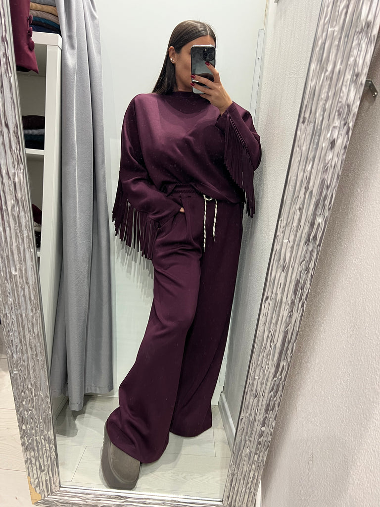 LUMINA•Pantalone palazzo in felpa con coulisse Arizona•Bordeaux