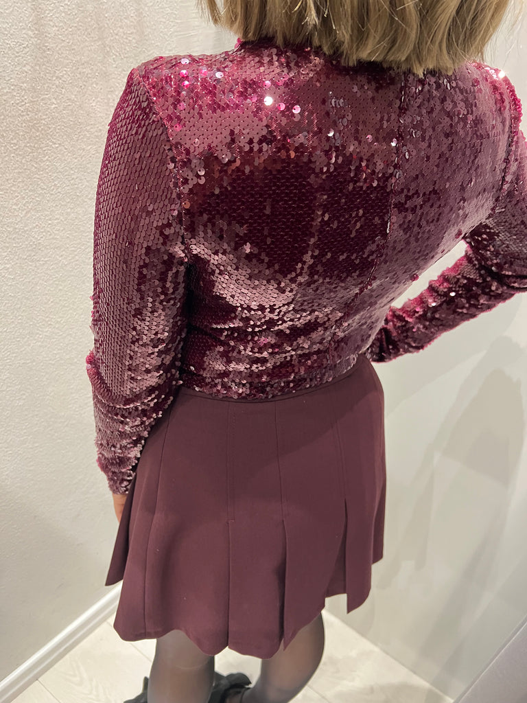 IMPERIAL•Maglia crop paillettes bordeaux