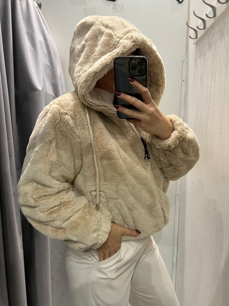 HaveOne•Ecopelliccia con cappuccio•Beige