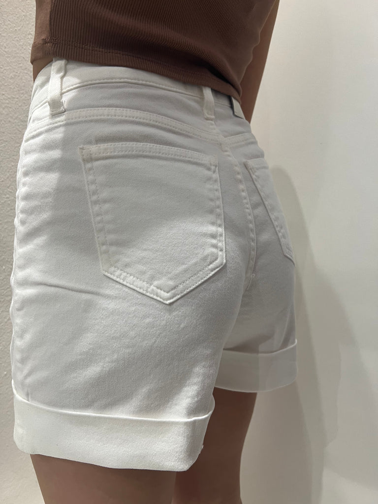 Vicolo•Shorts bianchi in jeans bottoni oro