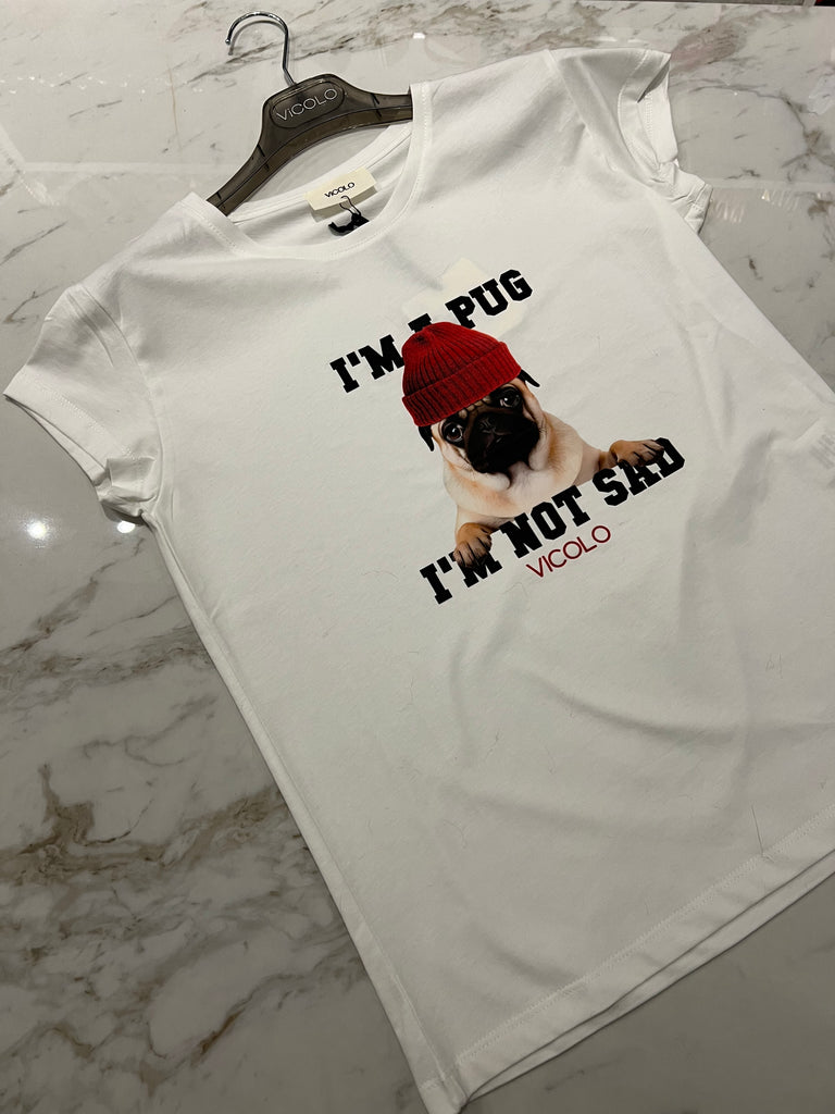 ViCOLO•T-shirt Pug cuffia rosso