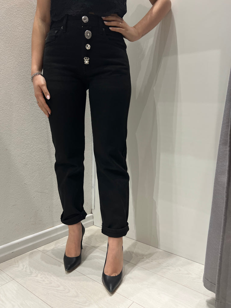 ViCOLO•Jeans Zoe bottoni gioiello nero