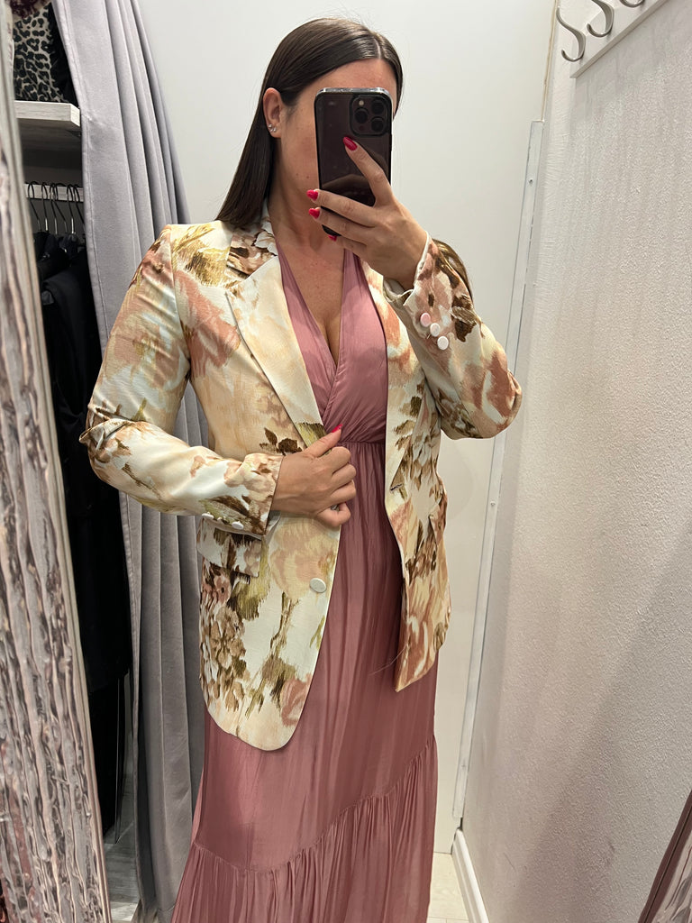 🚨ViCOLO•Giacca floreale blush/militare taglio morbido