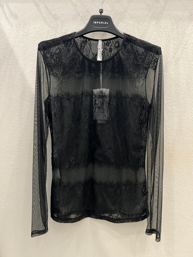 IMPERIAL•Maglia velata in tulle con fasce di pizzo