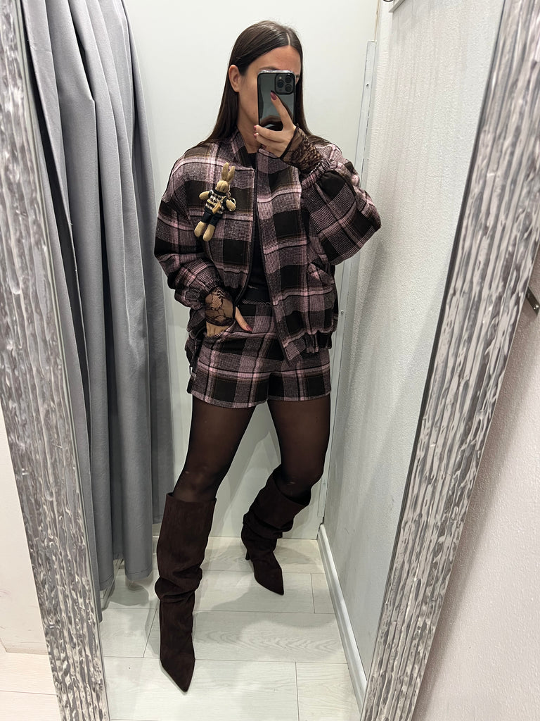 Philia Loft•Shorts check rosa/moro