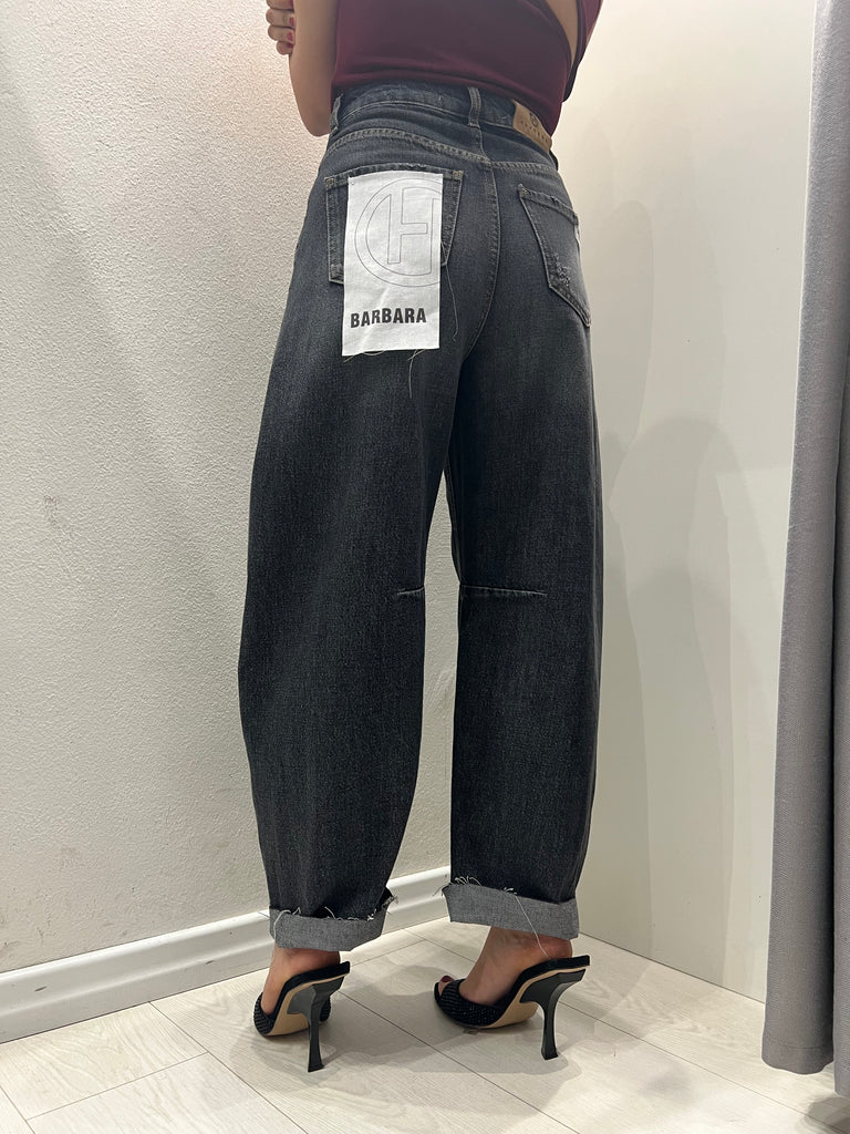 HaveOne•Jeans barrel Barbara con rotture nero