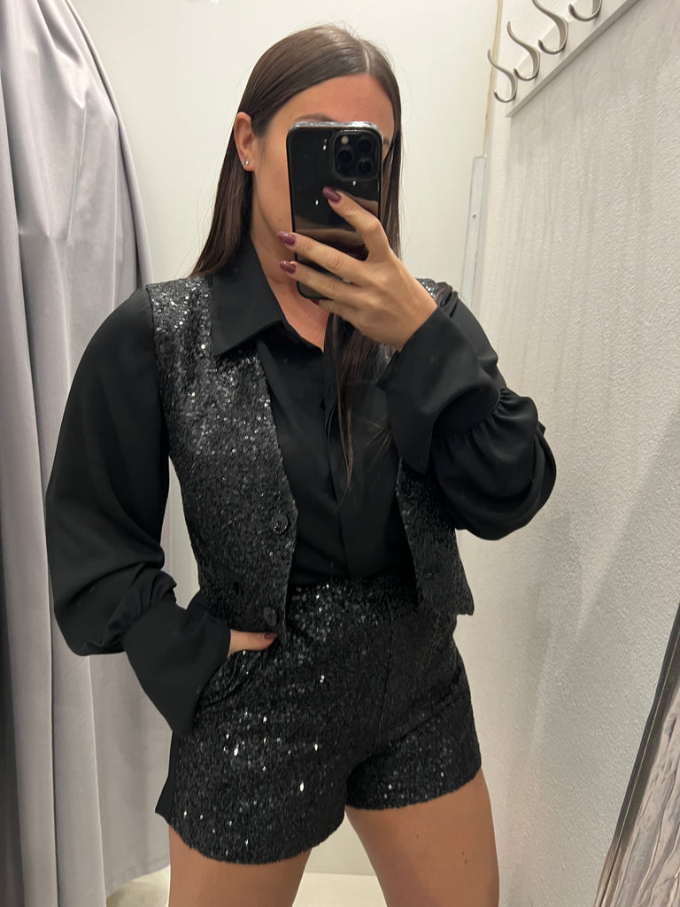 IMPERIAL•Gilet paillettes retro tessuto