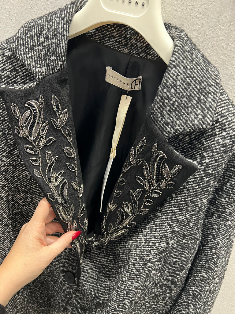 HaveOne•Giacca over revers perline