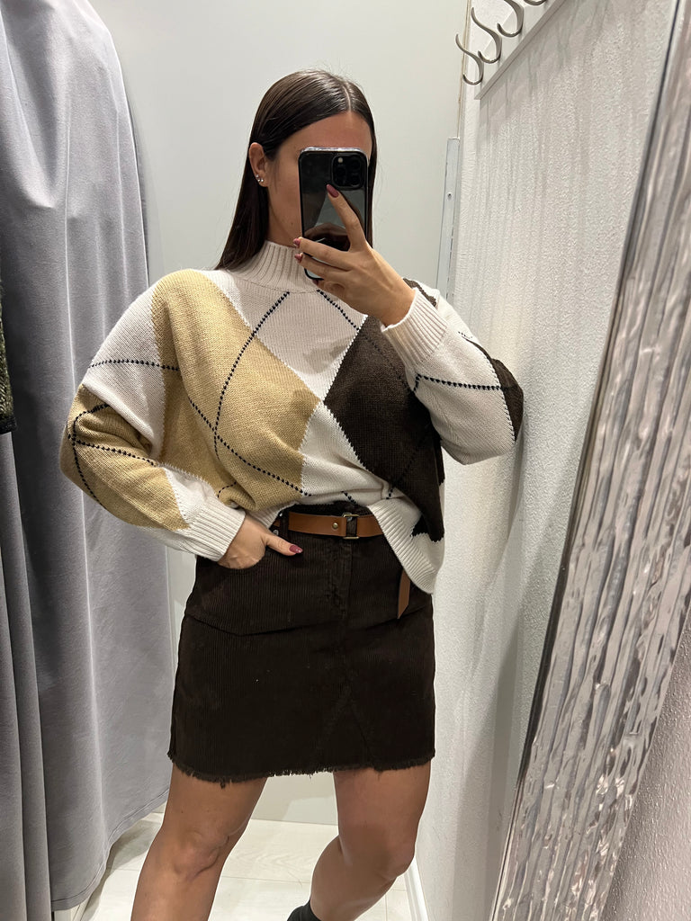 Philia Loft•Maglione lupetto ampio rombi•Più colori