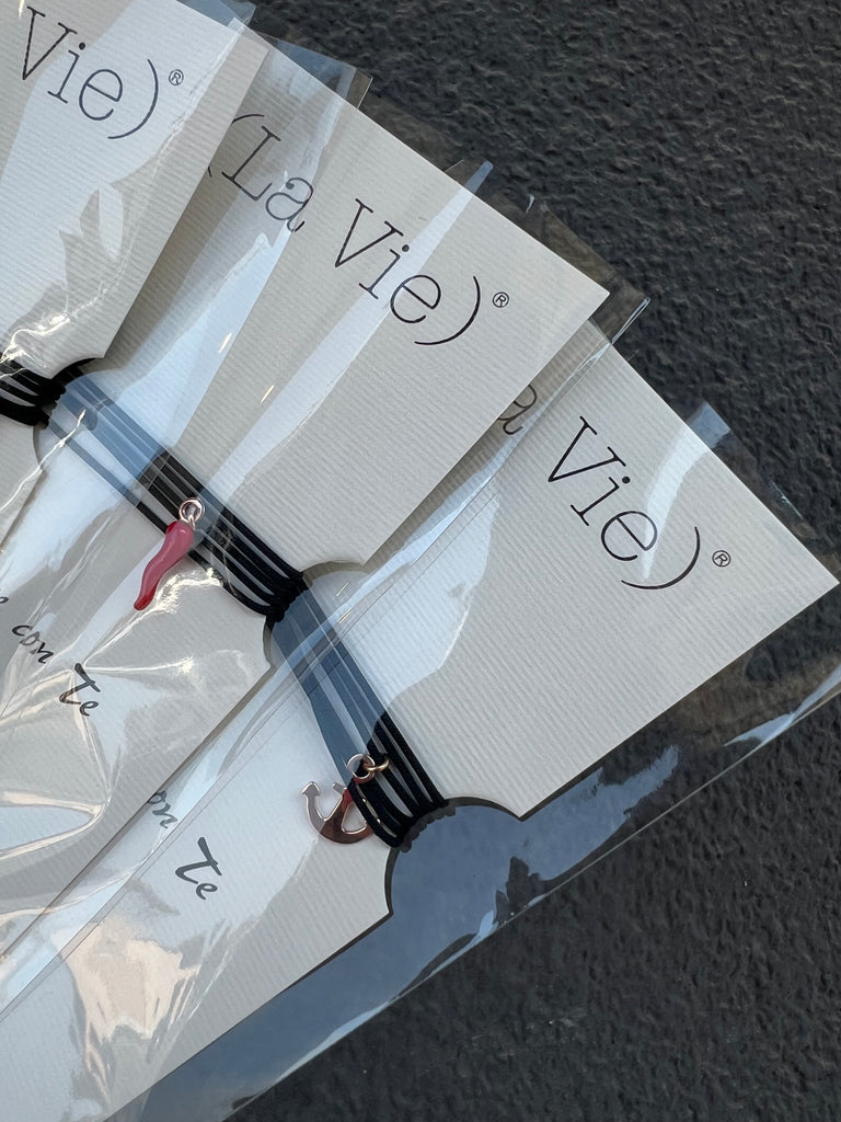 La Vie•Collana chocker/bracciale/cavigliera nero con charm•Scegli il tuo charm!
