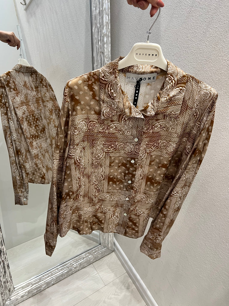 HaveOne•Camicia in viscosa bandana coccio