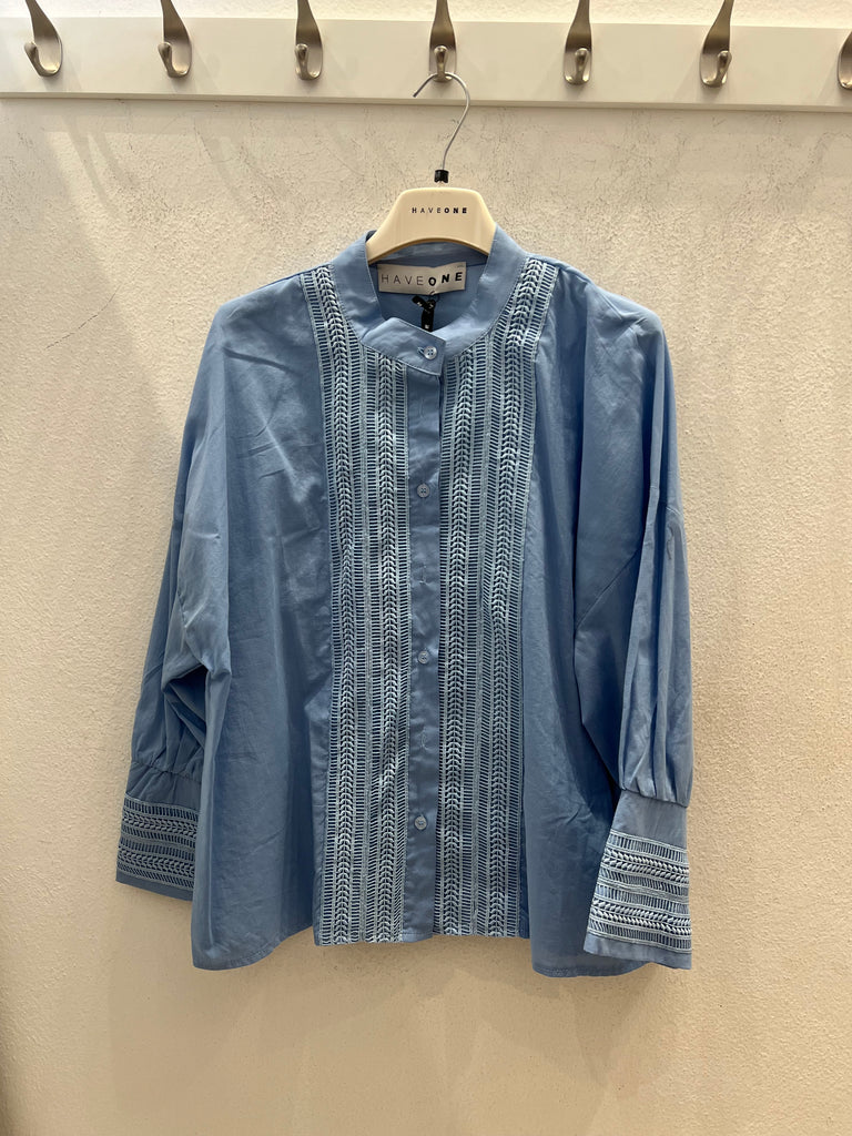 HaveOne•Camicia coreana passamaneria•Celeste