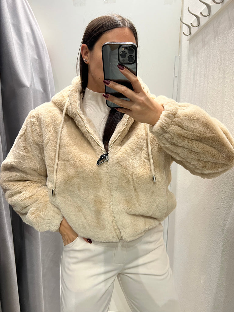 HaveOne•Ecopelliccia con cappuccio•Beige