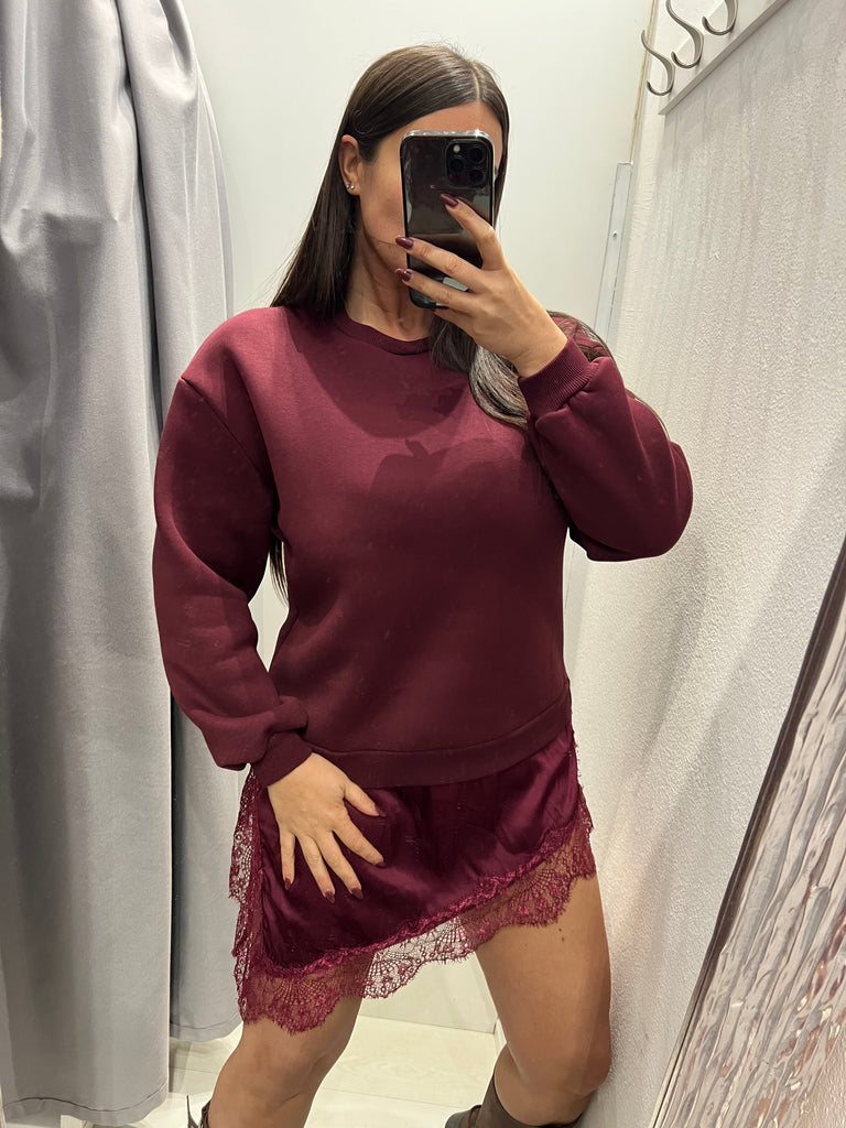 LUMINA•Abitino felpa e finale raso pizzo•Più colori