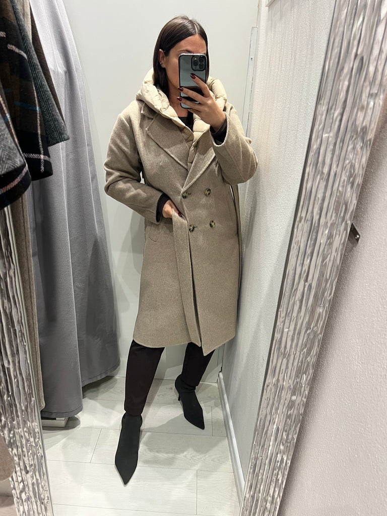 ViCOLO•Cappotto cappuccio removibile inserti piumino