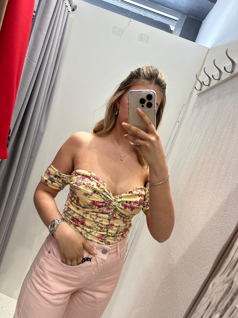 MSS💥ViCOLO•Body fiorellini base gialla