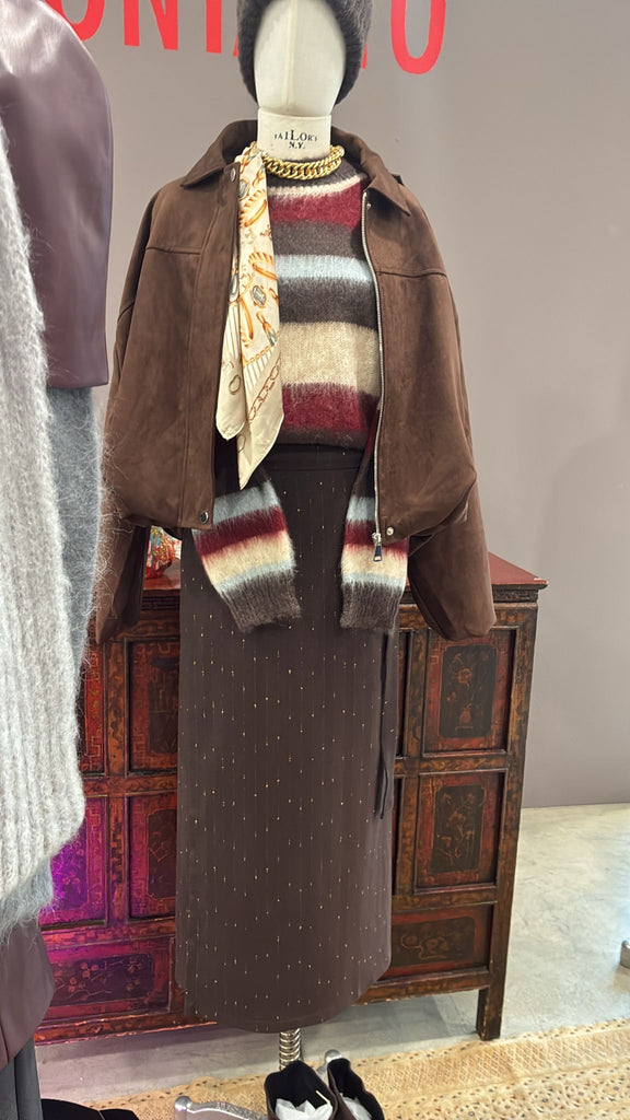 BLK30 KONTATTO•Maglione a righe misto mohair•Più colori