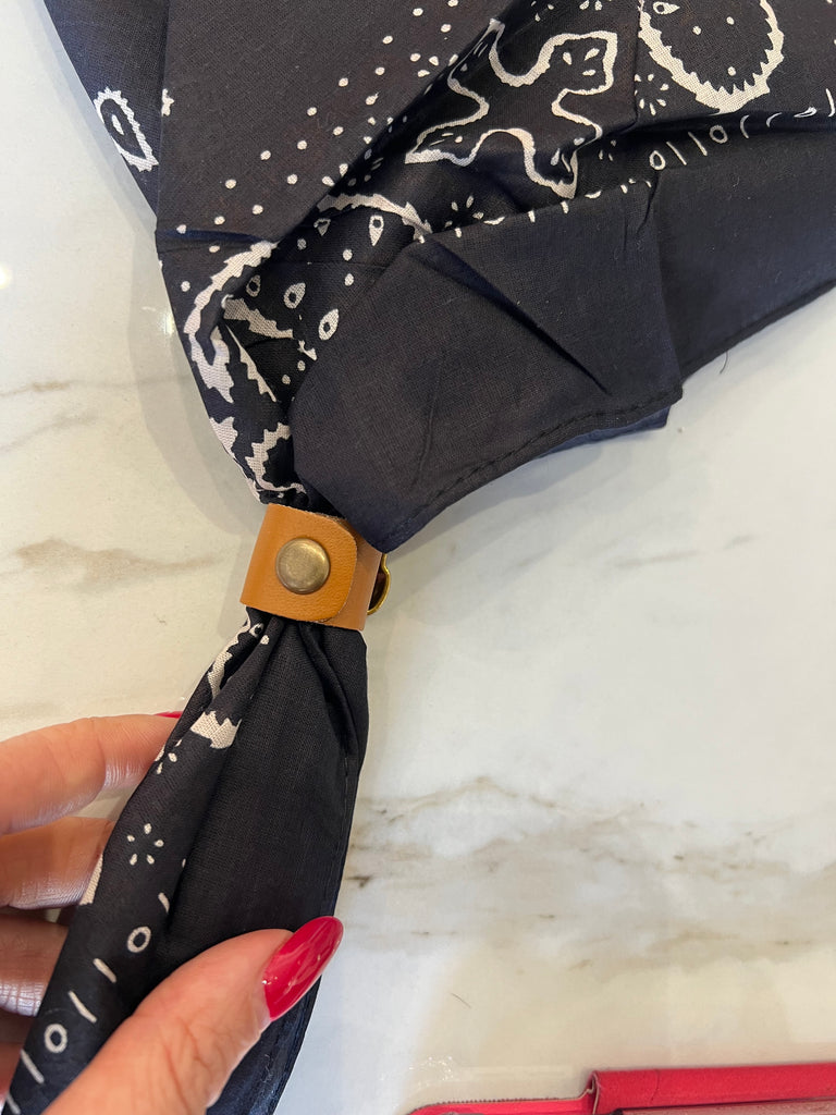 🚨ViCOLO•Bandana con fermaglio cuoio e pietra turchese•Più colori