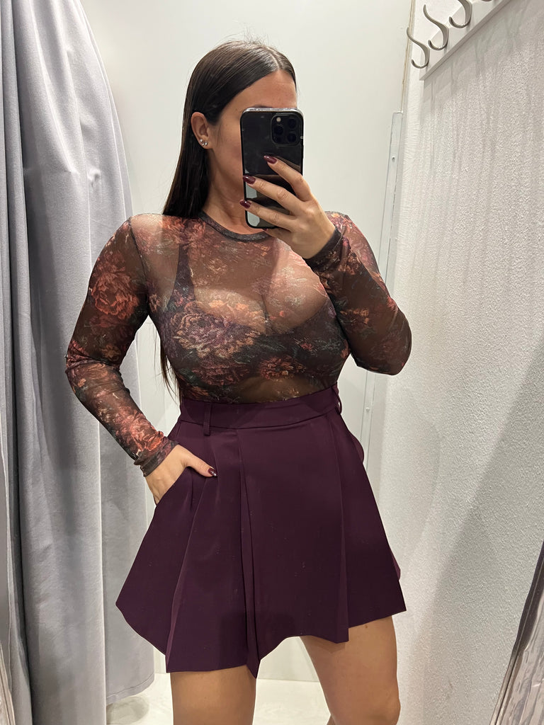 LUMINA•Body stampa floreale base moro