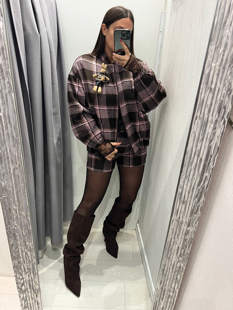 Philia Loft•Shorts check rosa/moro