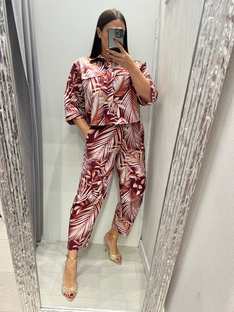 MSS💥ViCOLO•Camicia scatoletta stampa foglie bordeaux