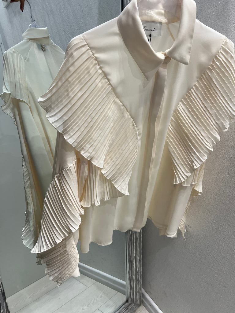 Souvenir•Camicia volant plissè burro