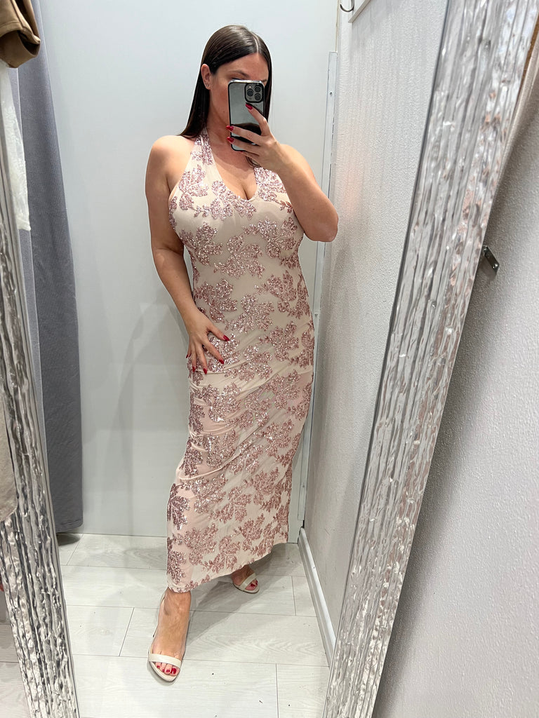 IMPERIAL•Abito paillettes•Quarzo rosa