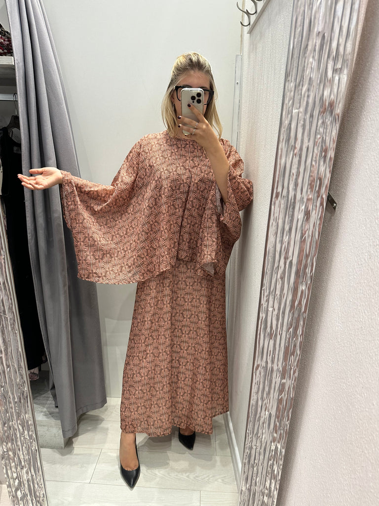 MSS💥HaveOne•Maglia stampa ventagli moka/blush